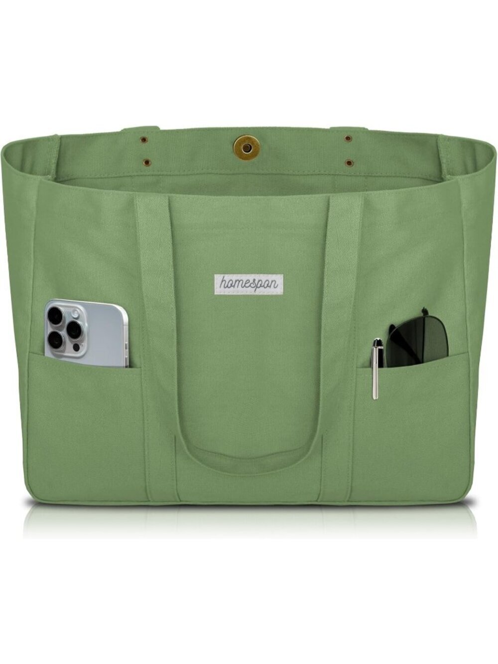 Women’s Green Everyday Tote Bag Pockets Laptop Sleeve Work Bag